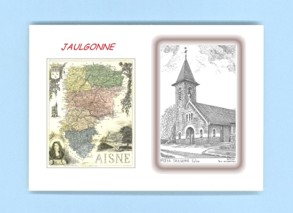 Cartes Postales impression Noir avec dpartement sur la ville de JAULGONNE Titre : eglise