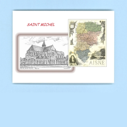 Cartes Postales impression Noir avec dpartement sur la ville de ST MICHEL Titre : abbatiale