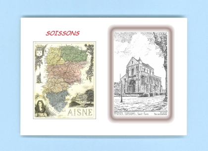 Cartes Postales impression Noir avec dpartement sur la ville de SOISSONS Titre : st pierre