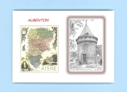 Cartes Postales impression Noir avec dpartement sur la ville de AUBENTON Titre : tour de chimay
