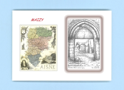 Cartes Postales impression Noir avec dpartement sur la ville de MAIZY Titre : vieille eglise