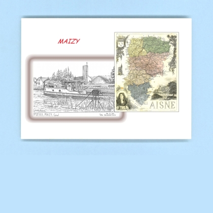 Cartes Postales impression Noir avec dpartement sur la ville de MAIZY Titre : canal