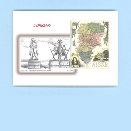 Cartes Postales impression Noir avec dpartement sur la ville de CORBENY Titre : napoleon et les marie louise
