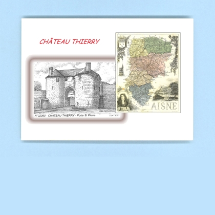 Cartes Postales impression Noir avec dpartement sur la ville de CHATEAU THIERRY Titre : porte st pierre