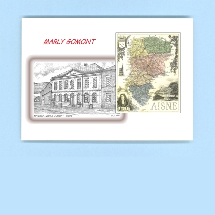 Cartes Postales impression Noir avec dpartement sur la ville de MARLY GOMONT Titre : mairie
