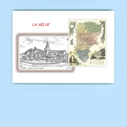 Cartes Postales impression Noir avec dpartement sur la ville de LA SELVE Titre : mairie et eglise
