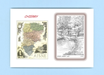 Cartes Postales impression Noir avec dpartement sur la ville de CHIERRY Titre : lavoir