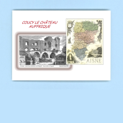 Cartes Postales impression Noir avec dpartement sur la ville de COUCY LE CHATEAU AUFFRIQUE Titre : tour du roi et chapelle