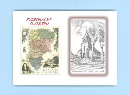 Cartes Postales impression Noir avec dpartement sur la ville de PUISIEUX ET CLANLIEU Titre : eglise