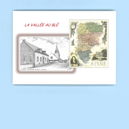 Cartes Postales impression Noir avec dpartement sur la ville de LA VALLEE AU BLE Titre : le bourg