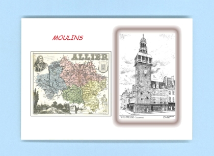 Cartes Postales impression Noir avec dpartement sur la ville de MOULINS Titre : jacquemart