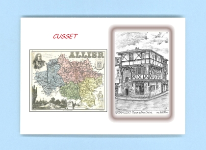 Cartes Postales impression Noir avec dpartement sur la ville de CUSSET Titre : maison du treve chatard