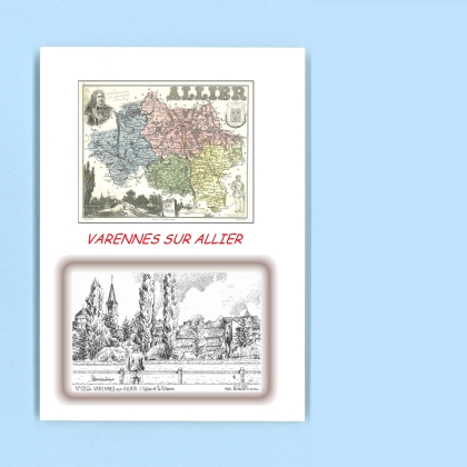 Cartes Postales impression Noir avec dpartement sur la ville de VARENNES SUR ALLIER Titre : l eglise et la poterne