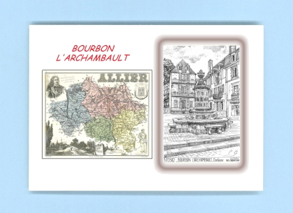Cartes Postales impression Noir avec dpartement sur la ville de BOURBON L ARCHAMBAULT Titre : fontaine