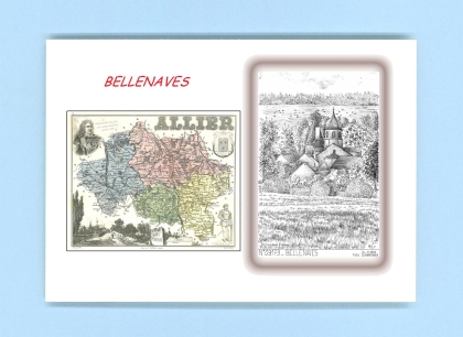 Cartes Postales impression Noir avec dpartement sur la ville de BELLENAVES Titre : vue