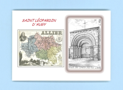 Cartes Postales impression Noir avec dpartement sur la ville de ST LEOPARDIN D AUGY Titre : portail