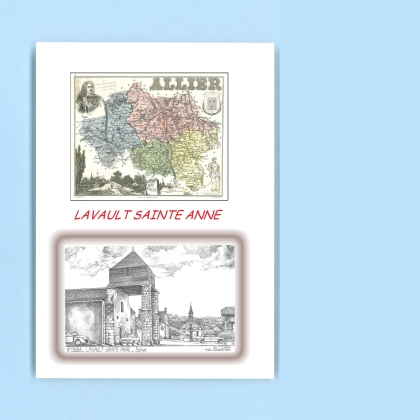 Cartes Postales impression Noir avec dpartement sur la ville de LAVAULT STE ANNE Titre : eglise