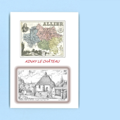 Cartes Postales impression Noir avec dpartement sur la ville de AINAY LE CHATEAU Titre : chapelle st roch