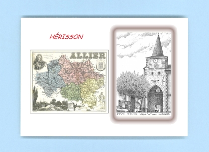Cartes Postales impression Noir avec dpartement sur la ville de HERISSON Titre : collegiale st sauveur
