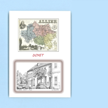 Cartes Postales impression Noir avec dpartement sur la ville de DOYET Titre : mairie