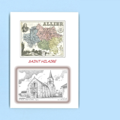 Cartes Postales impression Noir avec dpartement sur la ville de ST HILAIRE Titre : eglise