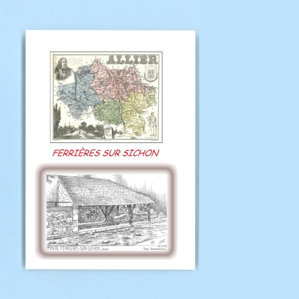 Cartes Postales impression Noir avec dpartement sur la ville de FERRIERES SUR SICHON Titre : lavoir