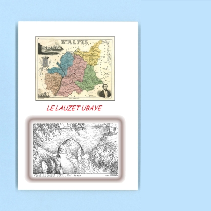 Cartes Postales impression Noir avec dpartement sur la ville de LE LAUZET UBAYE Titre : pont romain