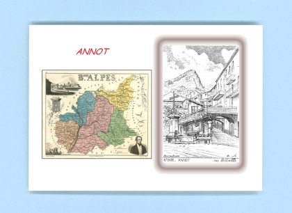 Cartes Postales impression Noir avec dpartement sur la ville de ANNOT Titre : vue