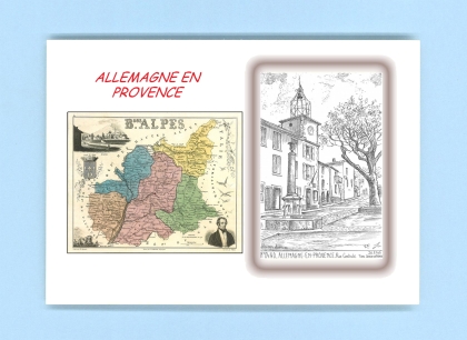 Cartes Postales impression Noir avec dpartement sur la ville de ALLEMAGNE EN PROVENCE Titre : rue centrale