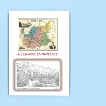 Cartes Postales impression Noir avec dpartement sur la ville de ALLEMAGNE EN PROVENCE Titre : le village