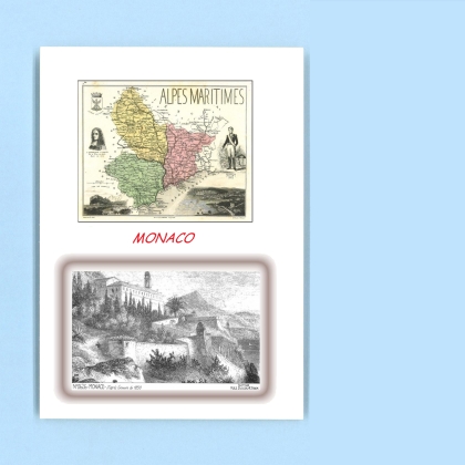 Cartes Postales impression Noir avec dpartement sur la ville de MONACO Titre : vue