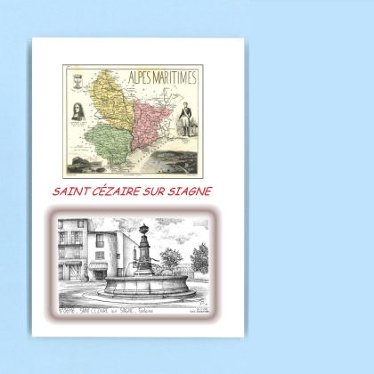 Cartes Postales impression Noir avec dpartement sur la ville de ST CEZAIRE SUR SIAGNE Titre : fontaine