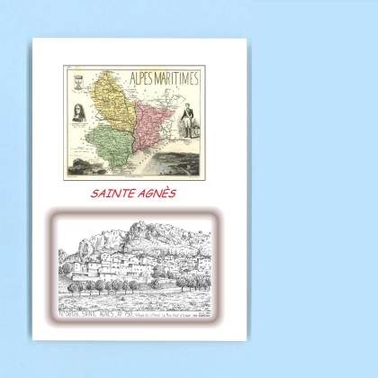 Cartes Postales impression Noir avec dpartement sur la ville de STE AGNES Titre : alt 750 village du littoral le