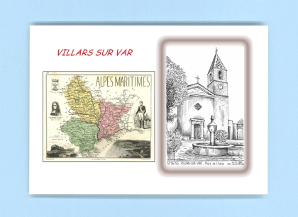 Cartes Postales impression Noir avec dpartement sur la ville de VILLARS SUR VAR Titre : place de l eglise