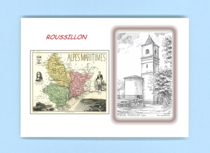 Cartes Postales impression Noir avec dpartement sur la ville de ROUSSILLON Titre : eglise