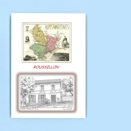 Cartes Postales impression Noir avec dpartement sur la ville de ROUSSILLON Titre : mairie