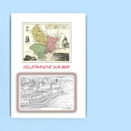 Cartes Postales impression Noir avec dpartement sur la ville de VILLEFRANCHE SUR MER Titre : vue