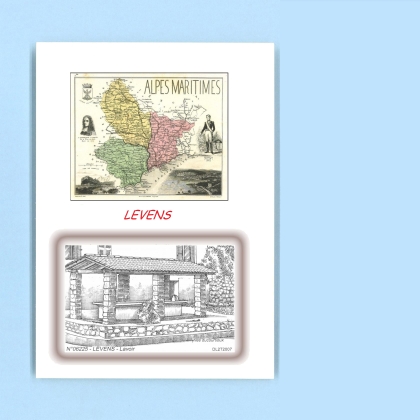 Cartes Postales impression Noir avec dpartement sur la ville de LEVENS Titre : lavoir