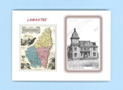 Cartes Postales impression Noir avec dpartement sur la ville de LAMASTRE Titre : hotel de ville