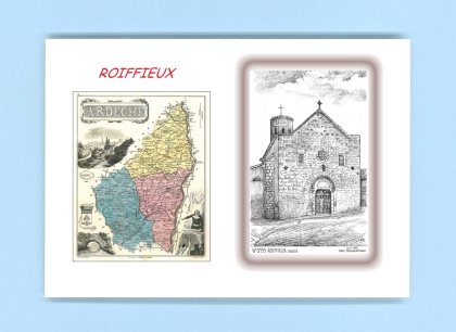 Cartes Postales impression Noir avec dpartement sur la ville de ROIFFIEUX Titre : eglise