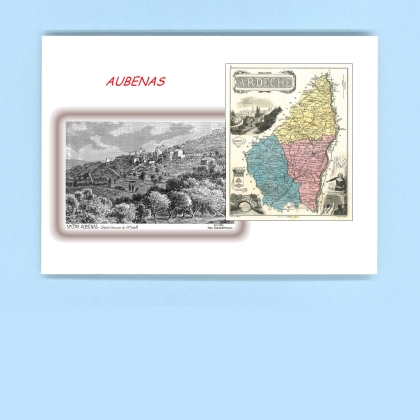 Cartes Postales impression Noir avec dpartement sur la ville de AUBENAS Titre : vue