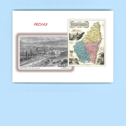 Cartes Postales impression Noir avec dpartement sur la ville de PRIVAS Titre : vue