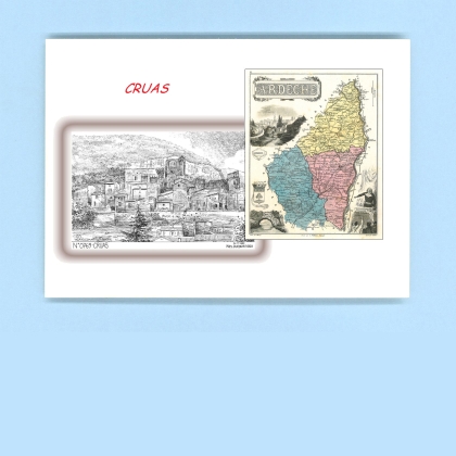 Cartes Postales impression Noir avec dpartement sur la ville de CRUAS Titre : vue