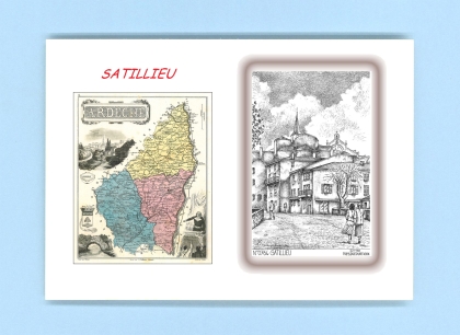 Cartes Postales impression Noir avec dpartement sur la ville de SATILLIEU Titre : vue