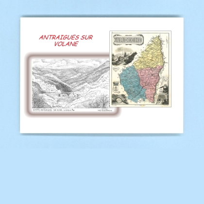 Cartes Postales impression Noir avec dpartement sur la ville de ANTRAIGUES SUR VOLANE Titre : la vallee du mas