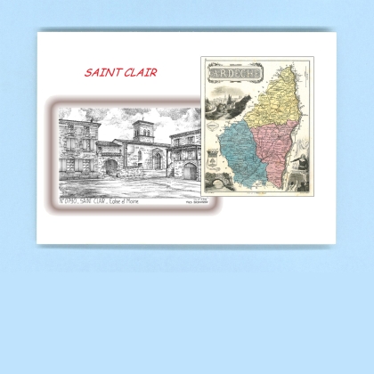 Cartes Postales impression Noir avec dpartement sur la ville de ST CLAIR Titre : eglise et mairie