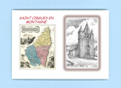 Cartes Postales impression Noir avec dpartement sur la ville de ST CIRGUES EN MONTAGNE Titre : eglise