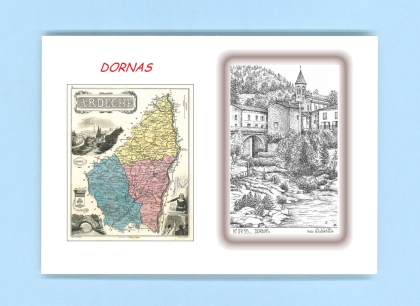 Cartes Postales impression Noir avec dpartement sur la ville de DORNAS Titre : vue