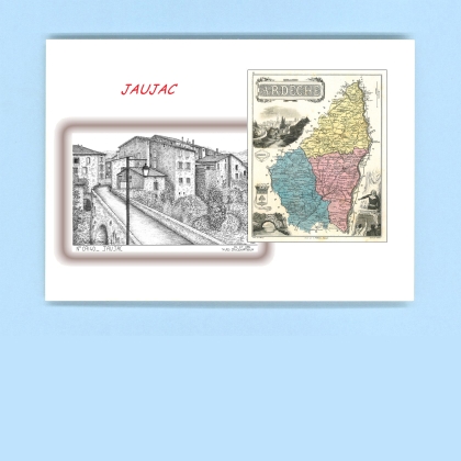 Cartes Postales impression Noir avec dpartement sur la ville de JAUJAC Titre : vue