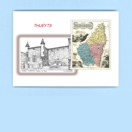 Cartes Postales impression Noir avec dpartement sur la ville de THUEYTS Titre : chateau de blou